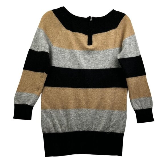 Kenar Womens Striped Sweater Angora-Nylon Blend Black Tan Gray‎ Minimalist Small - Picture 4 of 7